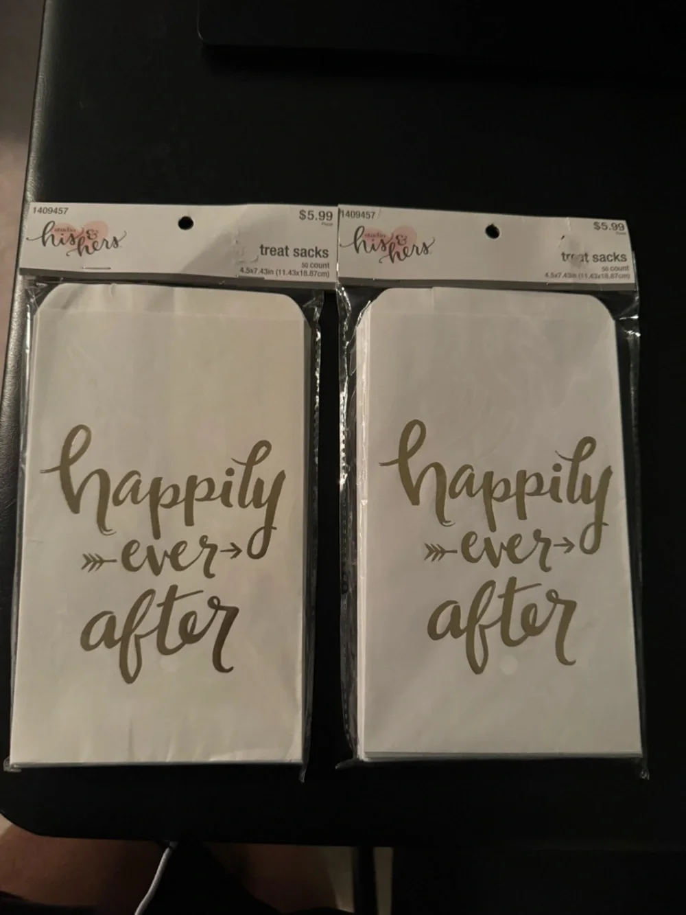 Happily Ever After Gold Script Treat Sacks - White